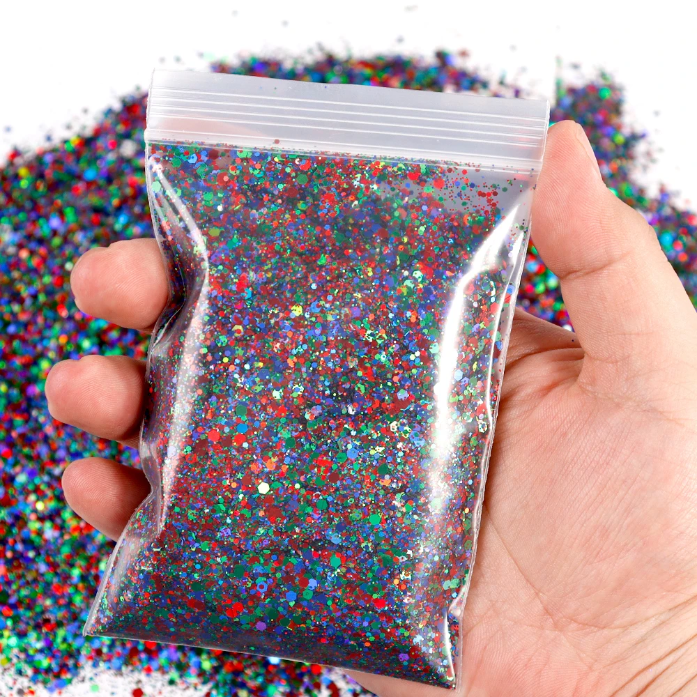 

50g/bag Mermaid Nail Glitter 3D Flakes Sparkly Hexagon Shape Sequins Spangles Polish Manicure Nails Art Decoration Nail Supplies