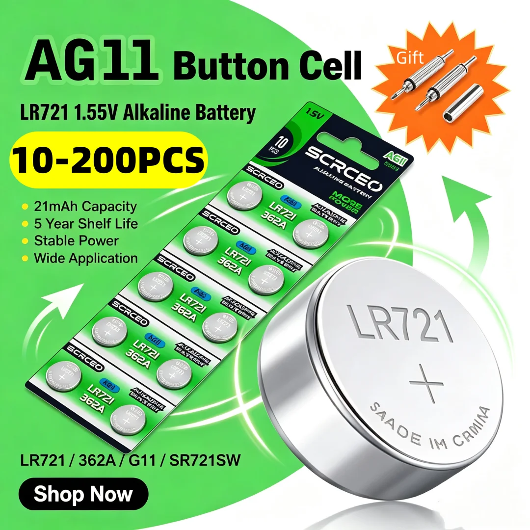 Top1.55V AG11 SR721SW LR721 362 361 High Capacity 1.55V Button Coin Cell Watch Battery 0%Hg for Watch Toys Remote Batteries