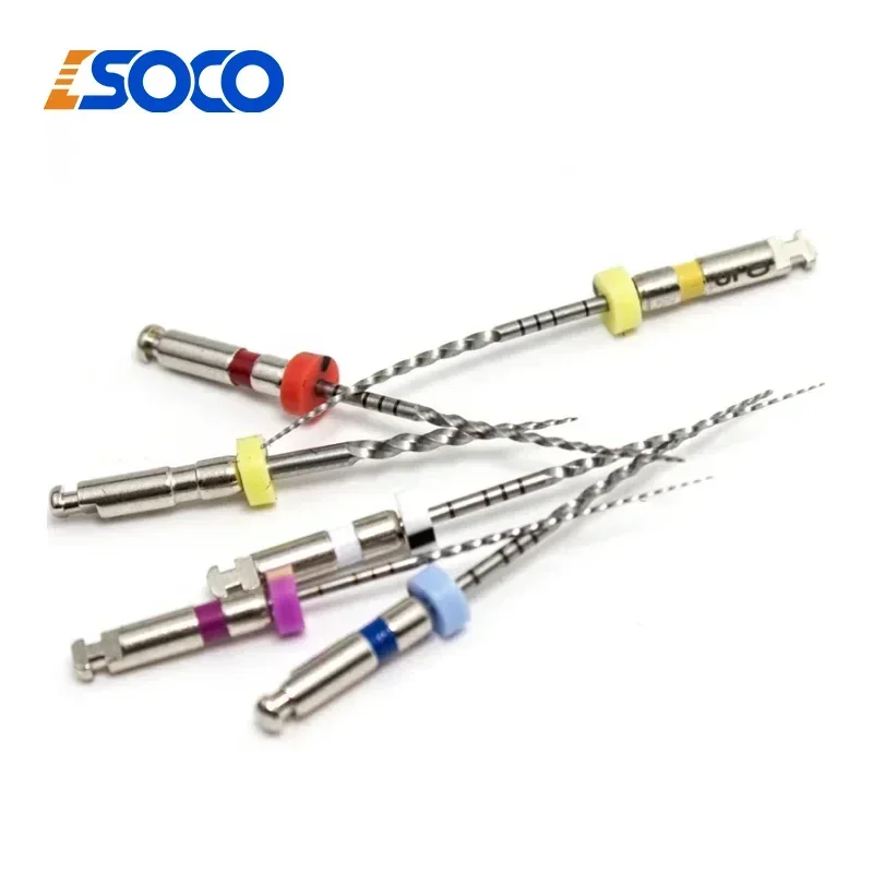 COXO SOCO PLUS - Kit de 5 caixas de limas rotativas para canal radicular, ferramentas dentárias com força de corte super forte e resistência ao cansaço, ideal para preparação de canais curvos e enchimento de ponta únic