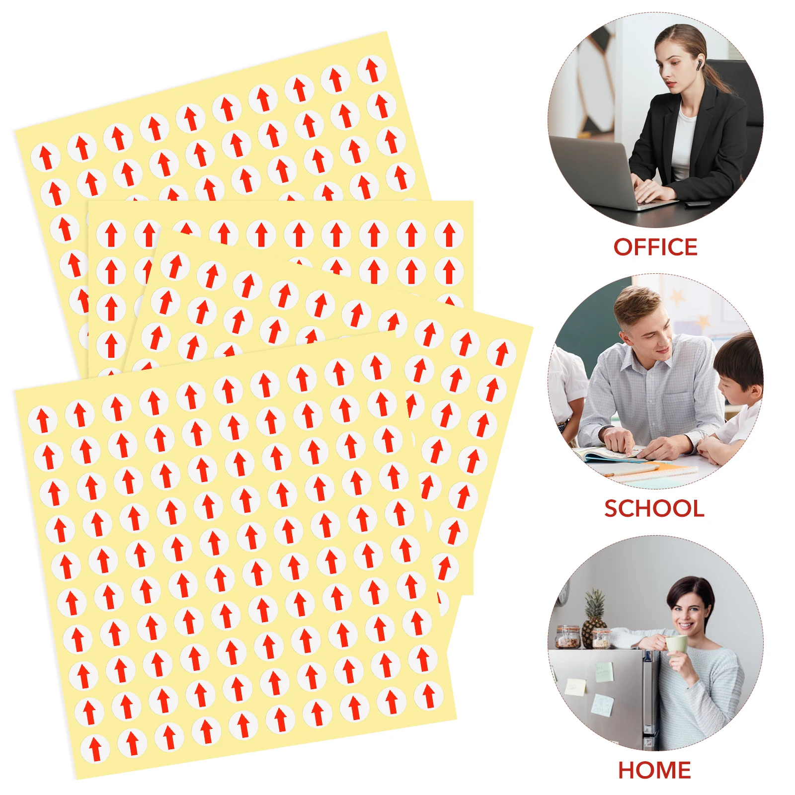 

6400pcs Red Arrow Labels for Defect Marking Circle Stickers Store Goods Round Adhesive Factory Office Home Folder Tag