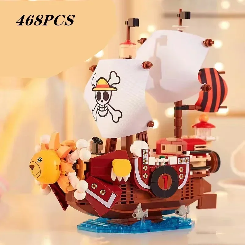 468-1484Pcs Sunshine Boat Building Blocks Cartoon Pirate Ship With Figure Bricks Set Toys For Kid Childrens Birthdays Gifts