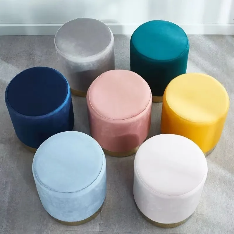 

Nordic Sturdy Velvet Round Ottoman - Luxury Design, Modern & Simple, Multifunctional and Durable for Living Spaces and Outdoors