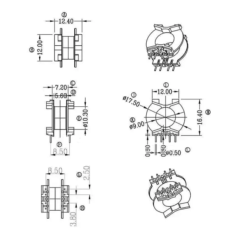 PQ2011 soft core PC44 material  and bobbin Horaztional DIP4+4 pin 15sets/lot