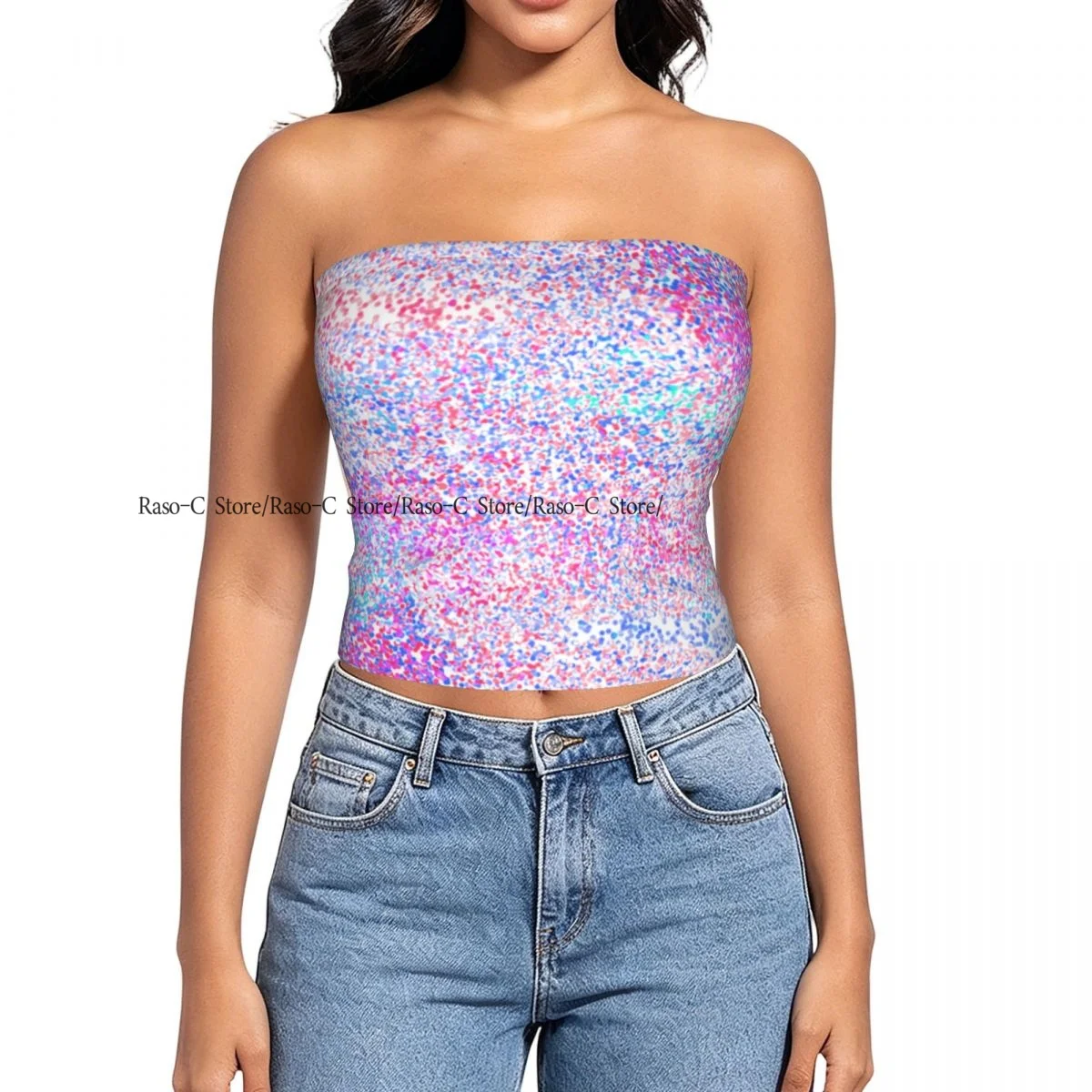 Strapless Sexy Tube Tops Summer Outfits Women Backless Shoulder Wrap Stylish Shining Dots Female Crop Top