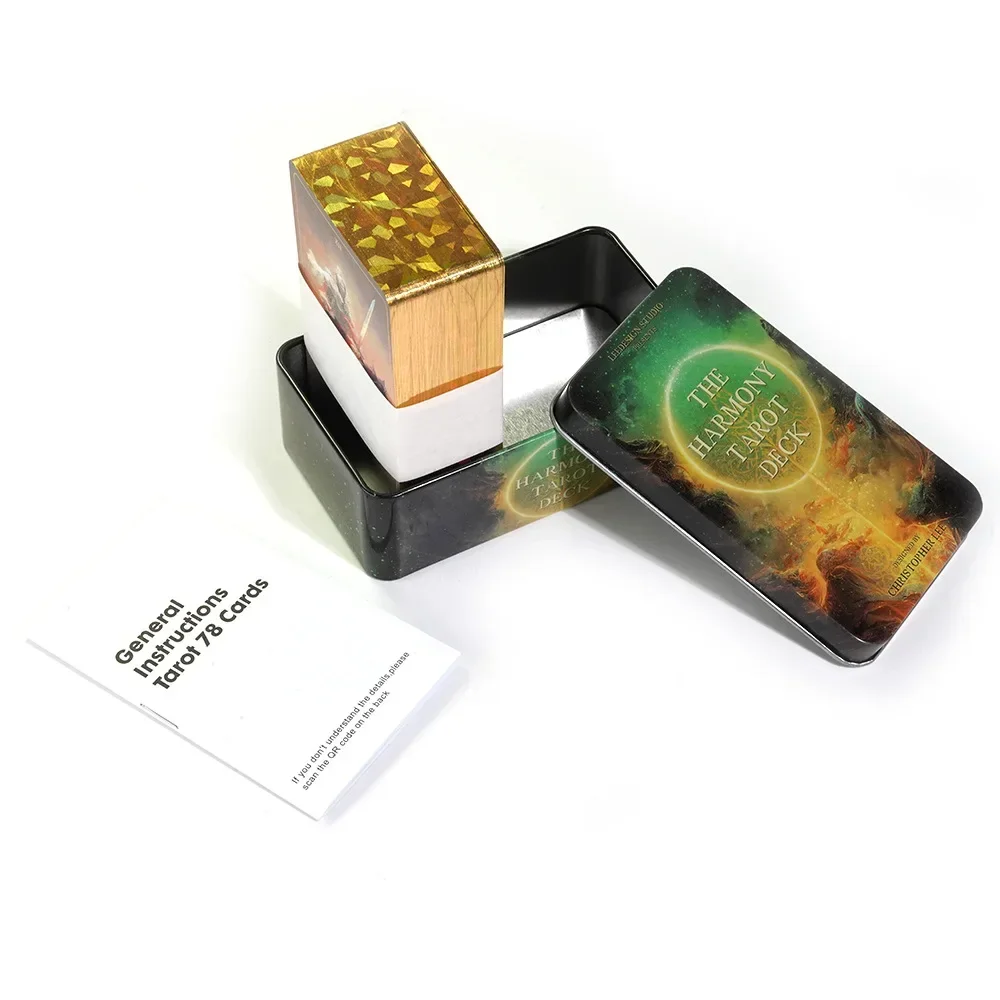 The Harmony Tarot in a Tin Metal Box Gold-plated Edge Tarot Cards For Divination Tarot Deck Beautiful Package 78pcs