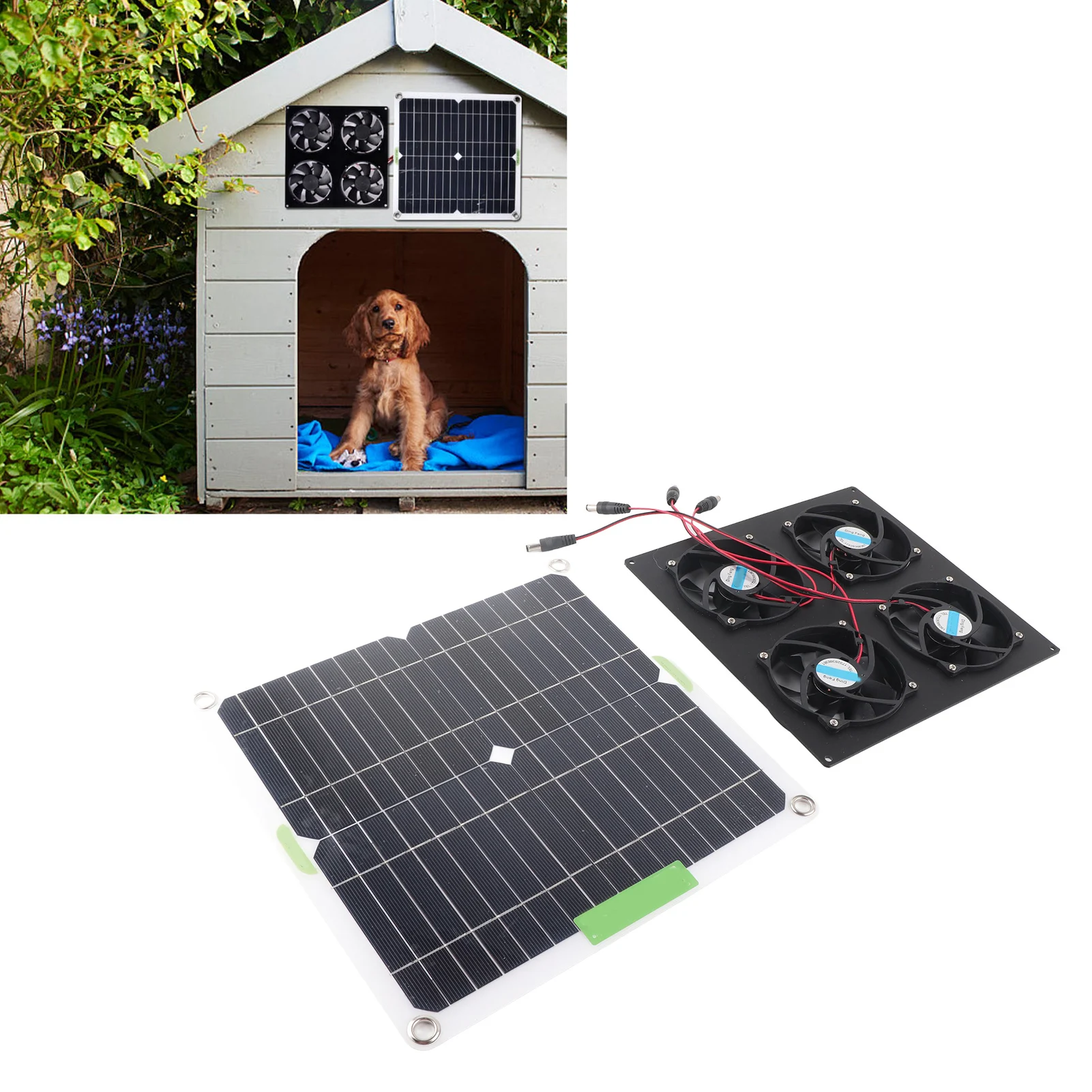 

Solar Panel Fan Kit Reducing Indoor Temperature Four Fans Solar Powered Exhaust Fan Monocrystalline Silicon for Greenhouses