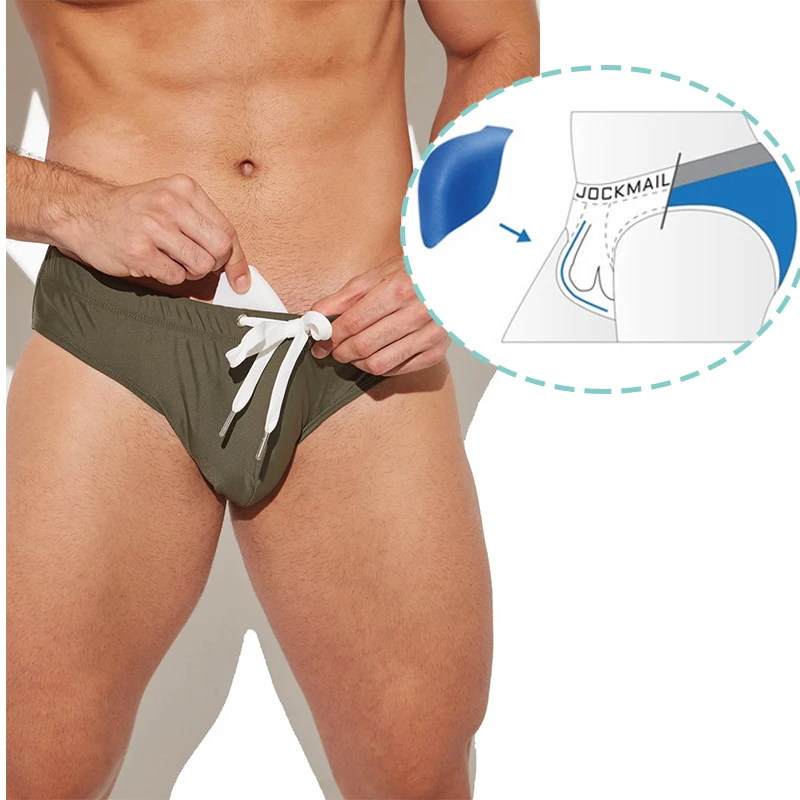 

Mens Swimming Briefs Quick Dry Beach Trunks Swimwear with Front Pad Big Pouch Swimsuit Swim Briefs Sexy Bikini