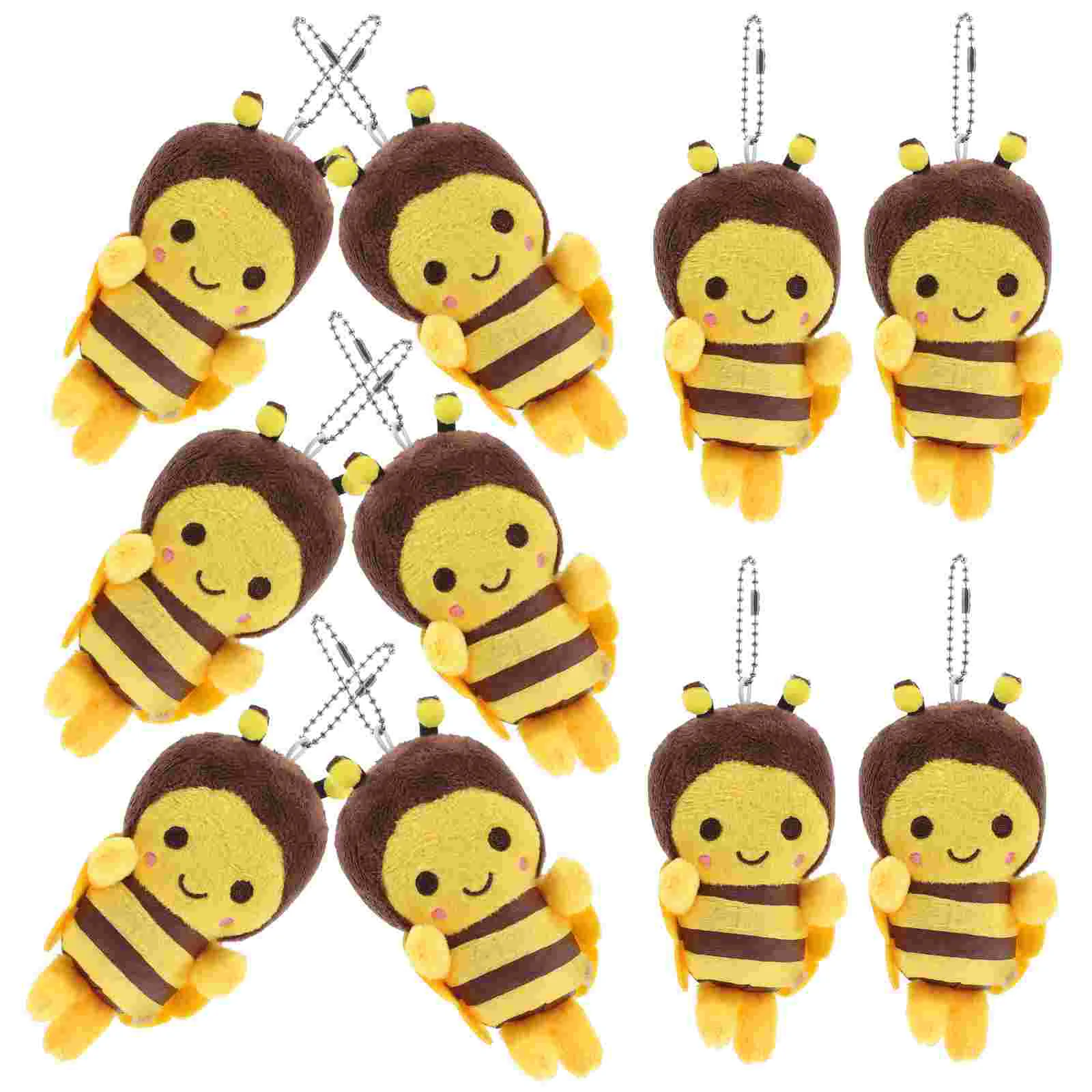 10 Pcs Bee Little Pendant Toys Cute Keychain Bag Hanging Decor Mini Purse