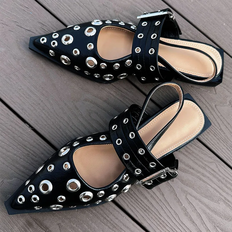 Big Size Female Pointed Toe Footwear Women Flats With Sandals Shoes 2025 Fashion Shallow Slingbacks Ladies Flats Sandals Shoes