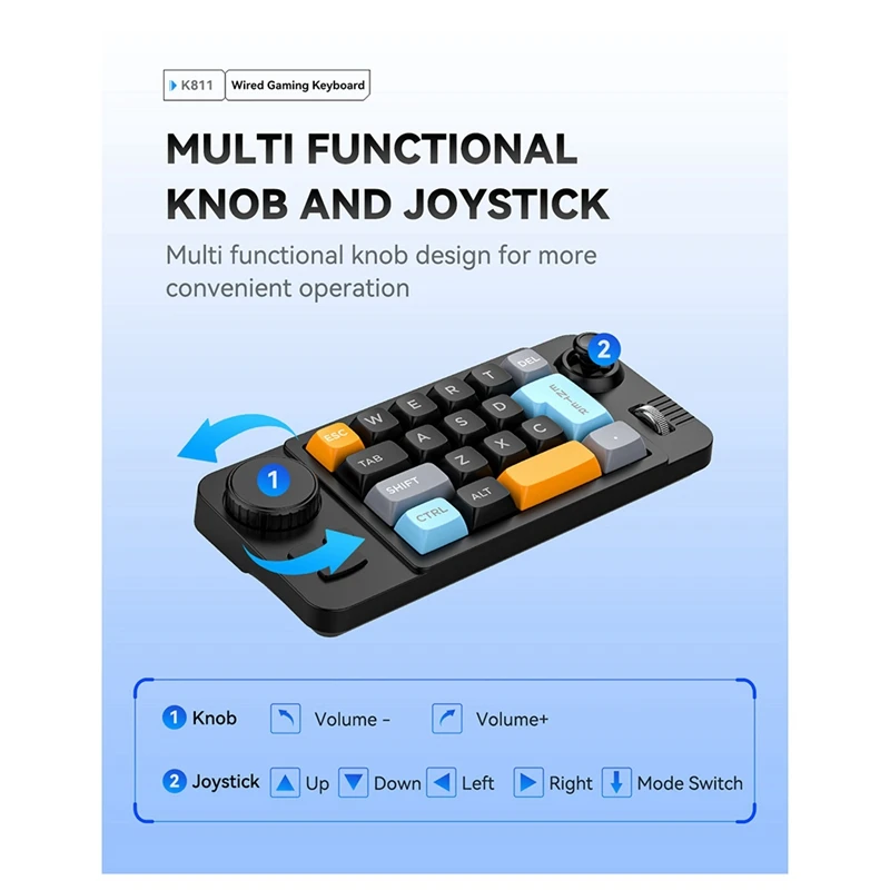 19-Key Macro-Defined Joystick Dual-Wheel RGB Hot-Swappable Macro-Defined Wired Mechanical Gaming Keyboard for Win10 A-A79U view 2