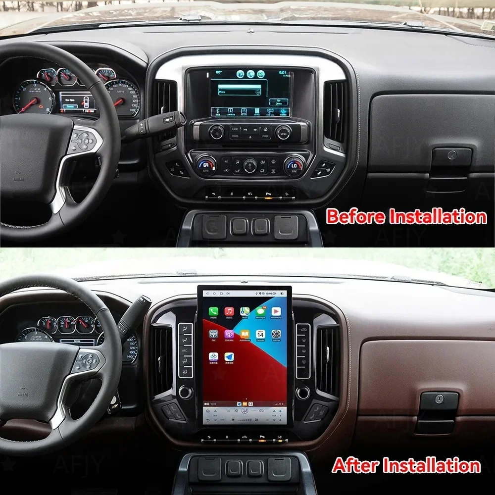 Android 15 Qualcomm Car Radio For Chevrolet Silverado GMC Sierra 2013-2020 Stereo Replacement Head Unit Touch Screen Carplay GPS