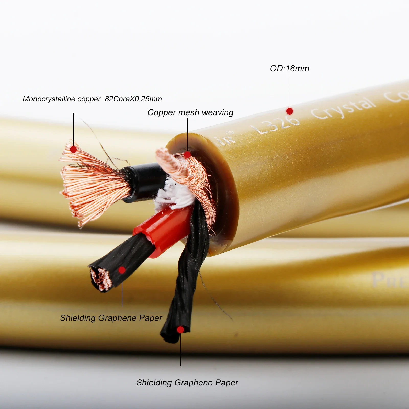 L326kabel Speaker pengisi katun murni dengan pelindung Graphene untuk penggemar Audio HiFi DIY-11AWG, isolasi PVC, katun murni