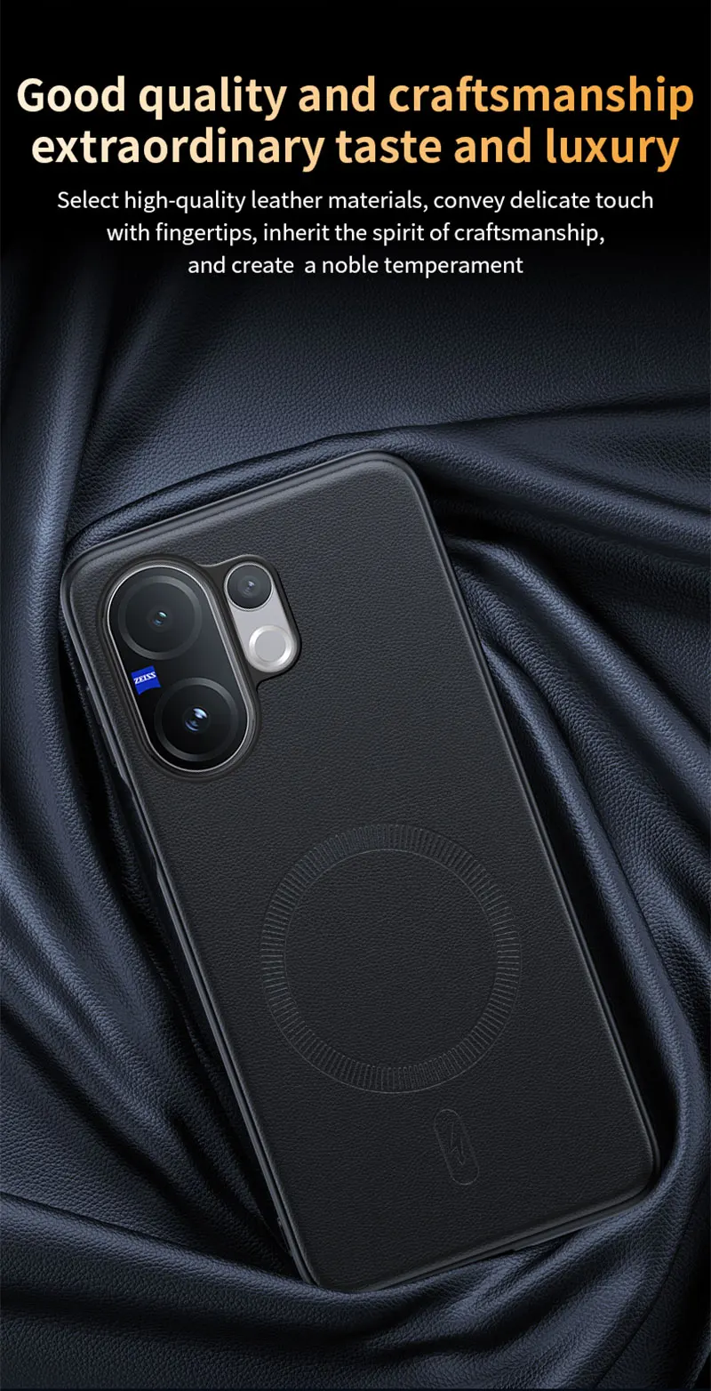 Für Vivo V60 5G: Magnetische Schutzhülle aus Leder, Anti-Fingerabdruck, rutschfest, aus PC+TPU. – Detail 8
