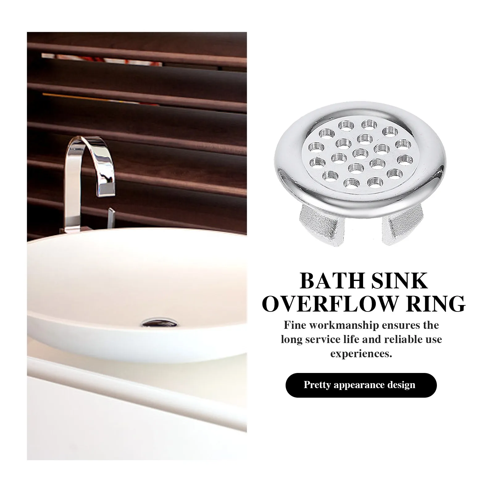 20Pcs Bath Sink Overflow Hole Ring Wash Basin Overflow Drain Cover Simple Structure Long Service Life Smooth Surface Replacement