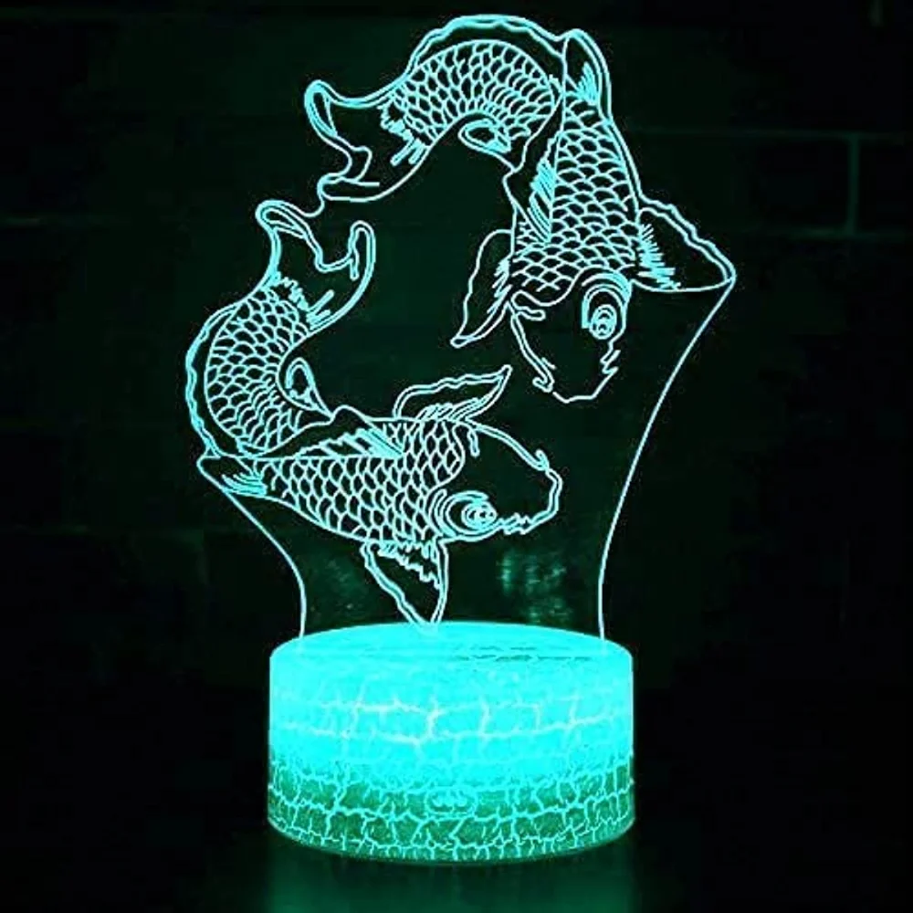 3D Fish Lamp Baby Night Light 7 Color Changing USB Battery Bedside Lamp.Bedroom Decoration Led Nightlight Child Holiday Gifts