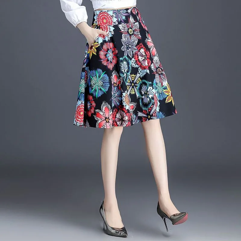 

Women's Clothing Elegant Vintage Printed Mini Skirts 2023 Summer Trend Fashionable A-Line High Waist Floral Skirts for Female