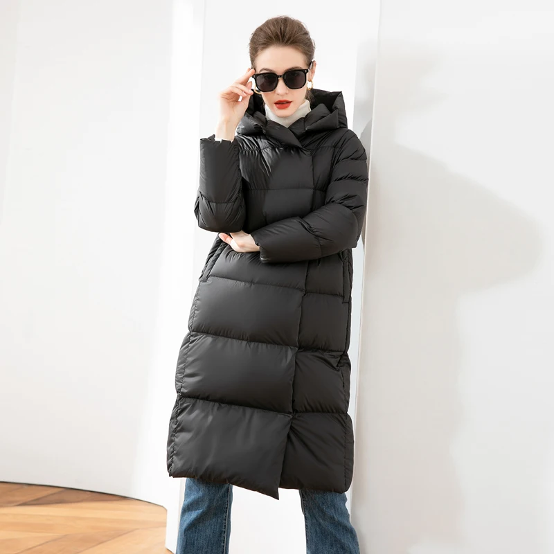 2023 Winter Down Coat Women Ultra Light Long Puffer Jacket Female Cusual Warm Thickening Parkas with Hood Outerear Overcoat Lady