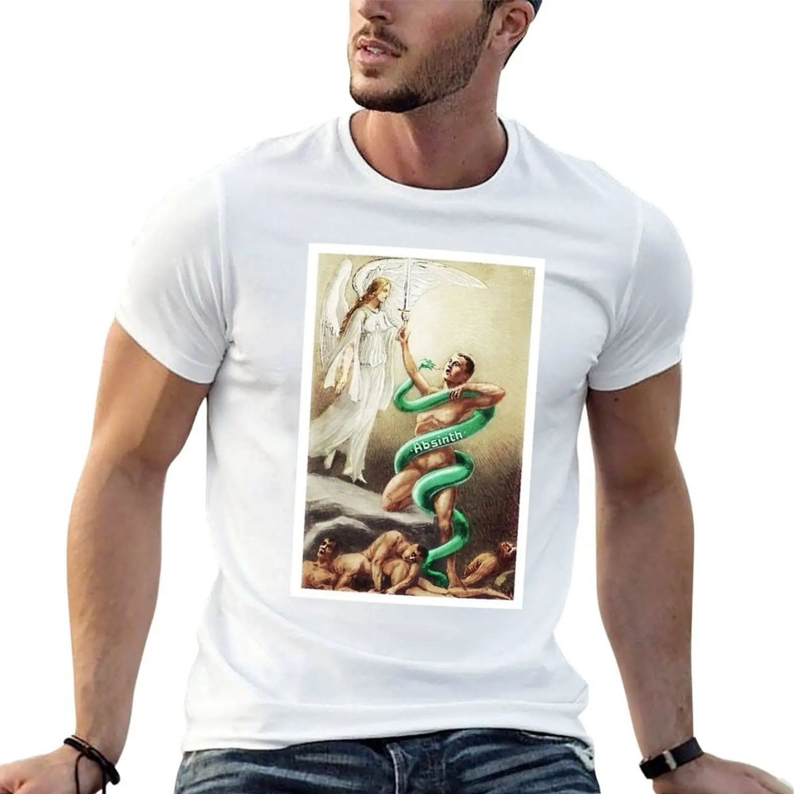 

1908 Absinthe Swiss Absinthe is Death Aperitif Liquor Advertisement Vintage Poster T-Shirt man t shirt luxury T-Shirt