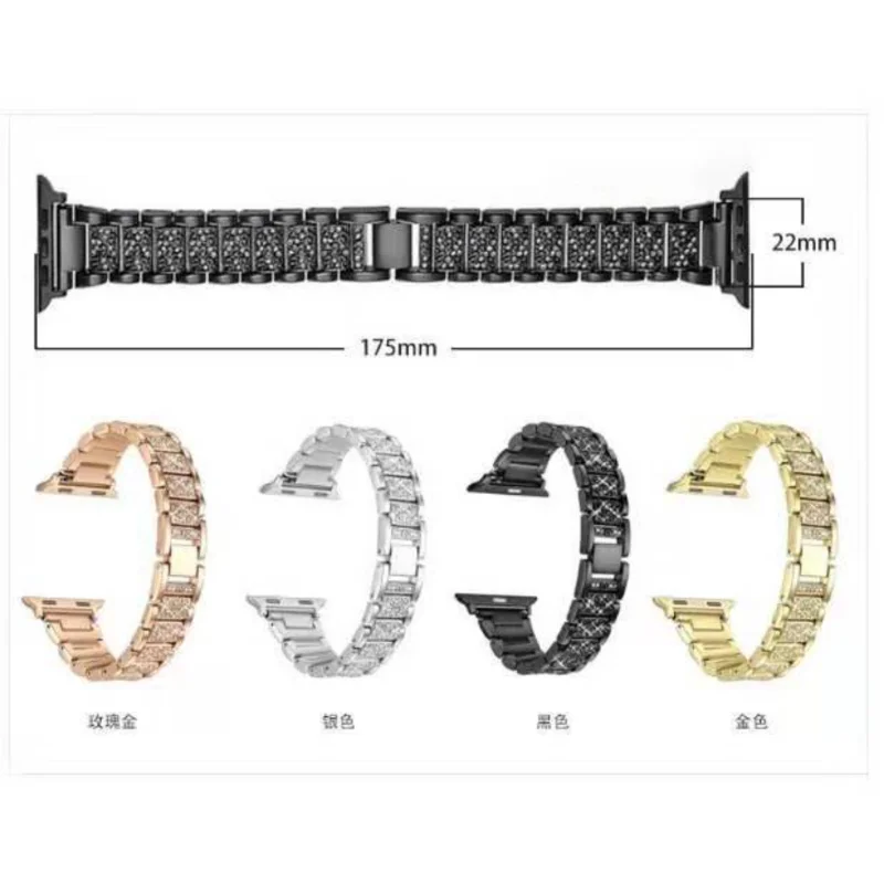 Bransoletka z linkiem do Apple Watch Band 7 8 41mm 45mm 40mm 44mm diamentowy połysk kobiet taśma metalowa IWatch seria 6 5 4 3 38mm 42mm