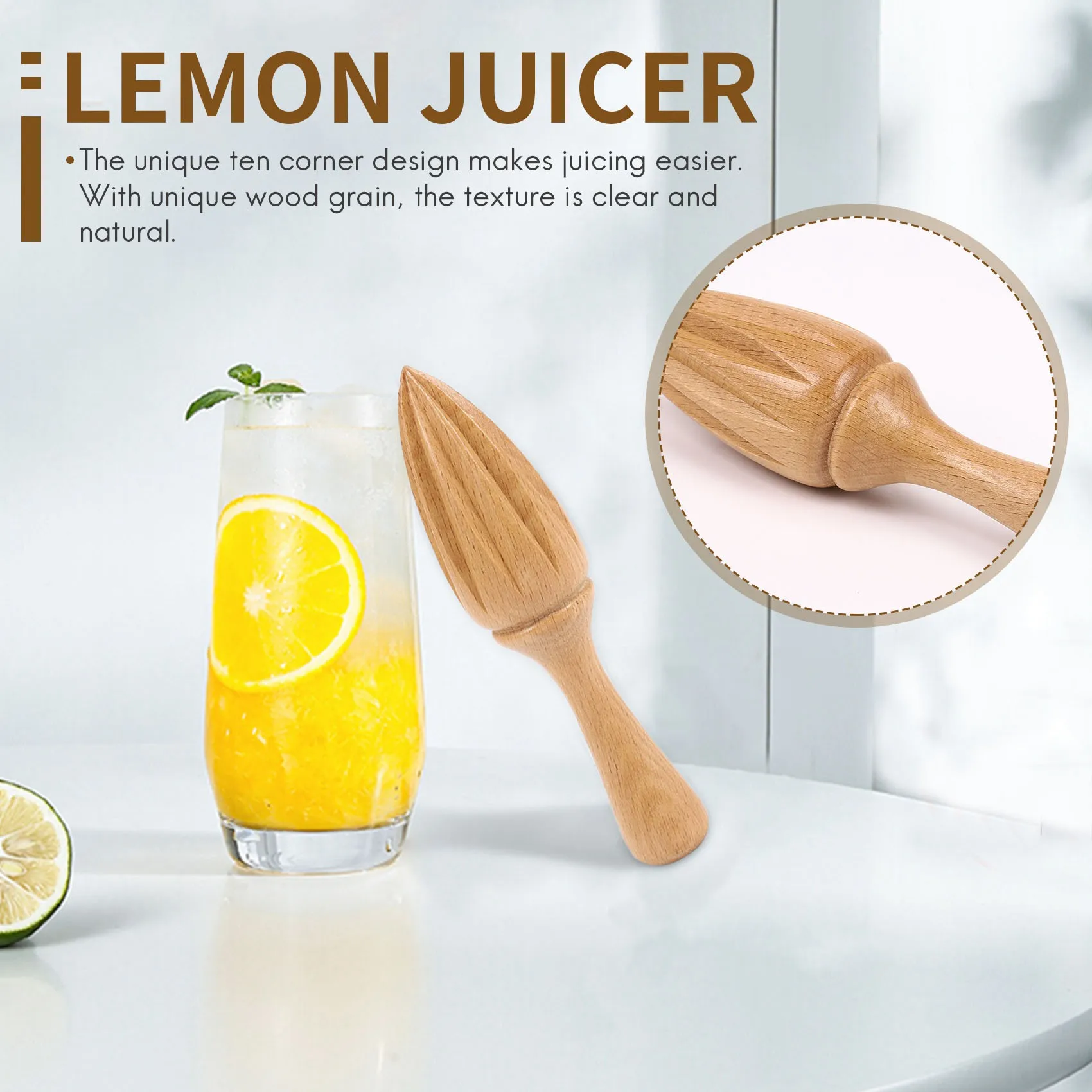 1Pcs Wooden Lemon Squeezer Mini Juicer Fruit Orange Citrus Juice Extractor Reamer New Multifunctional Kitchen Tool