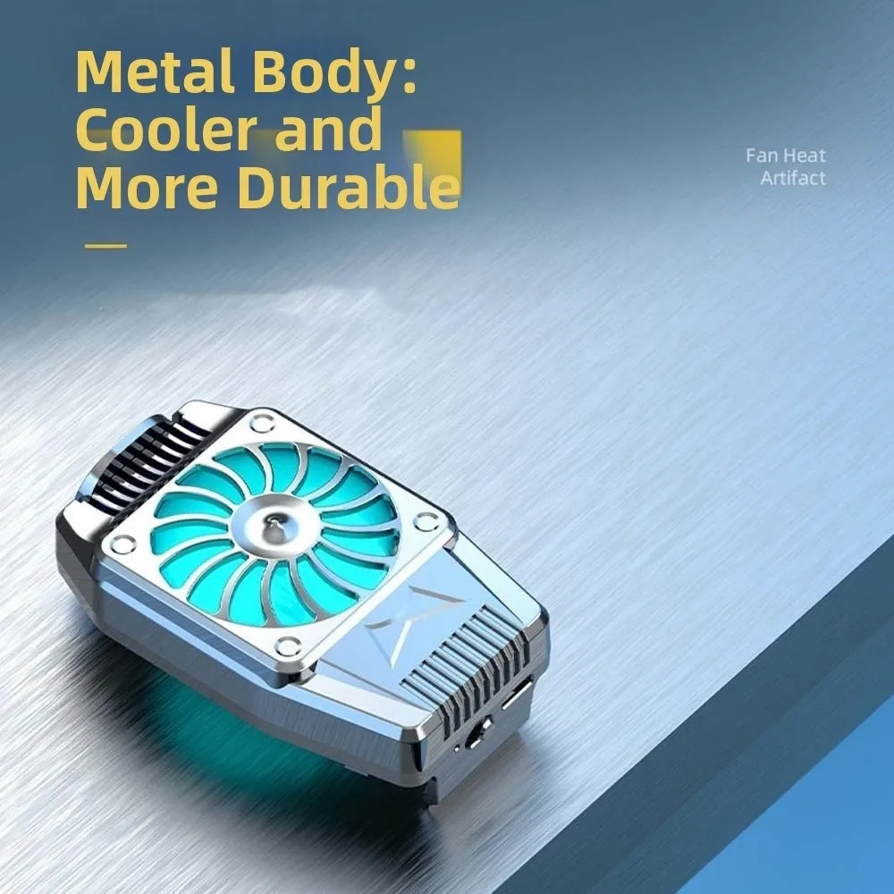 With Blue Light Mobile Phone Cooler Air Cooling with Back Clip Portable Game Heat Sink Silent Four Turbo Speed Nine Fan Radiator