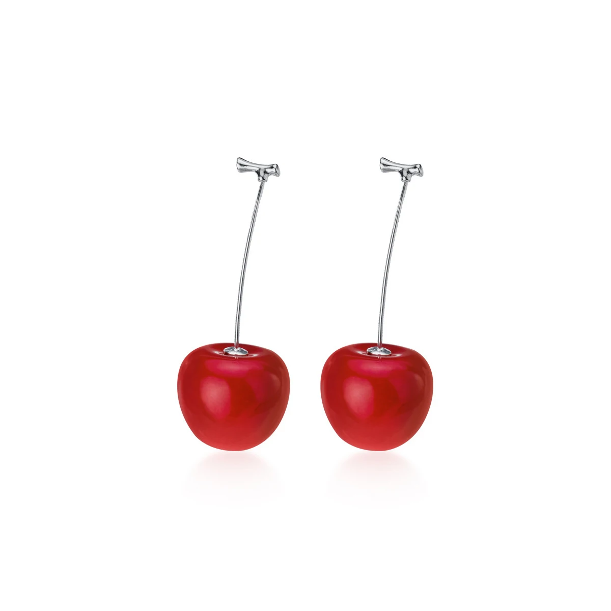 Modian Fruit Long Chain Earring for Women Fashion Genuine 925 Sterling Silver Cute Red Cherry Dangle Earring Fine Jewelry Bijoux