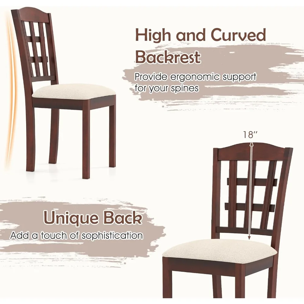 طقم كراسي طعام خشبية مكون من 4 قطع، كراسي جانبية للمطبخ في المزرعة مع مقعد مبطن ومسند ظهر مريح، وكراسي طعام منجدة #6