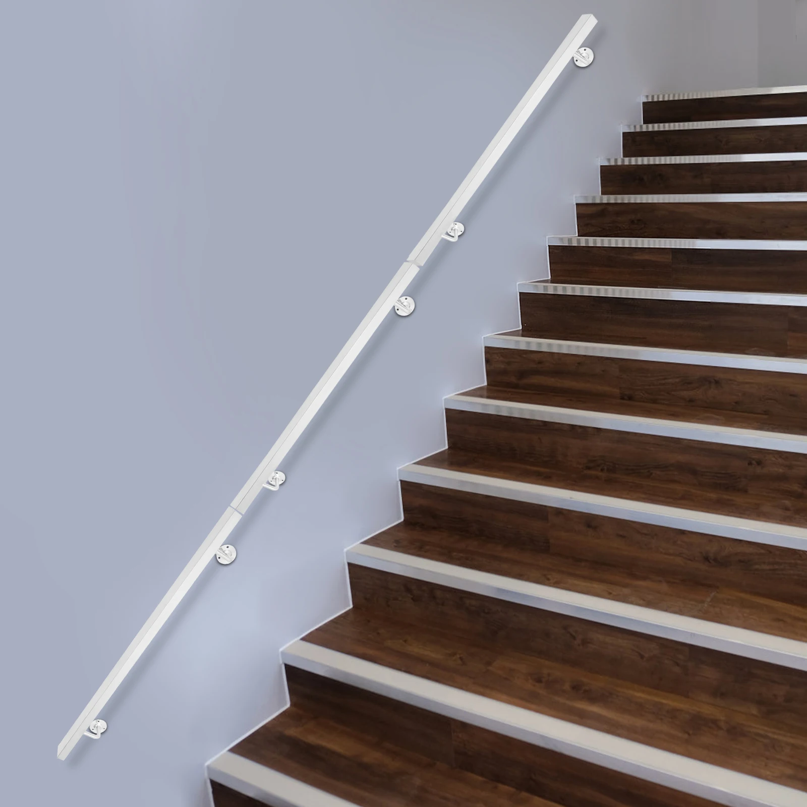 

Серебристый прямоугольный настенный поручень из нержавеющей стали длиной 10 футов, выдерживающий нагрузку 200 фунтов, с противоскользящей защитой