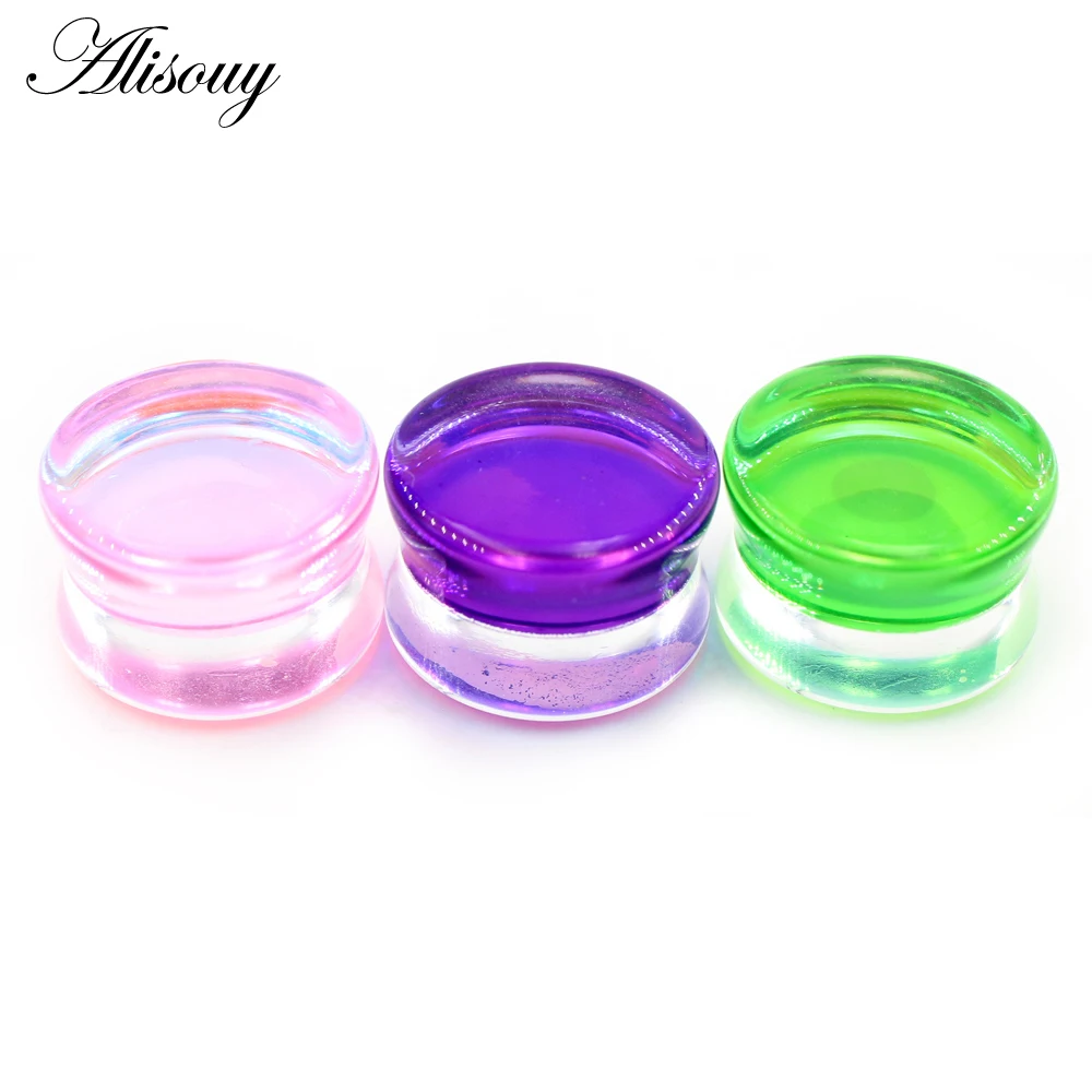 Alisouy 1PC 6mm-30mm Round Glass Women Men Ear Plugs Tunnels Guages Stretcher Expander Extender Earrings Piercing Body Jewelry