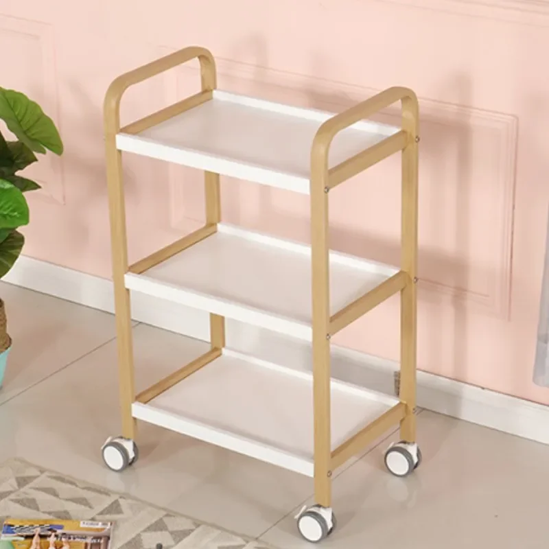 Japanese beauty salon Mobile multi-function Internet celebrity trolley Instrument drawer with cabinet Wooden with brake Three-la