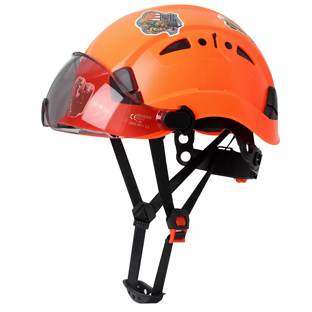 

CE Safety Helmet with Goggles & 50Pcs DIY Stickers Construction ABS Hard Hat Climbing Riding Protective Helmet ANSI Rescue Cap