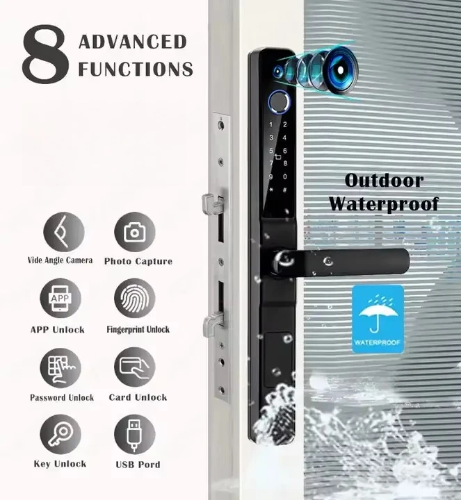 New Design WiFi Smart Door Waterproof Aluminum Sliding Door Steel Door Memory Card Cloud