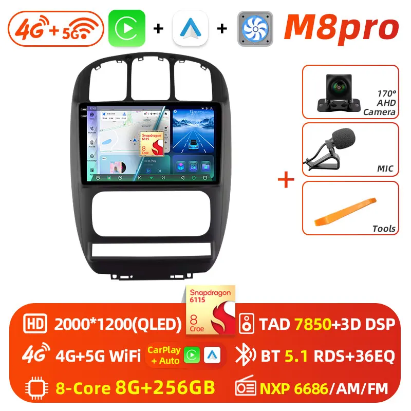 Android 16 wifi + 4G Carplay Autoradio Voor Dodge Caravan 4 Voor Chrysler Grand Voyager RS 2000-2012 navigatie GPS Stereo Multimedia