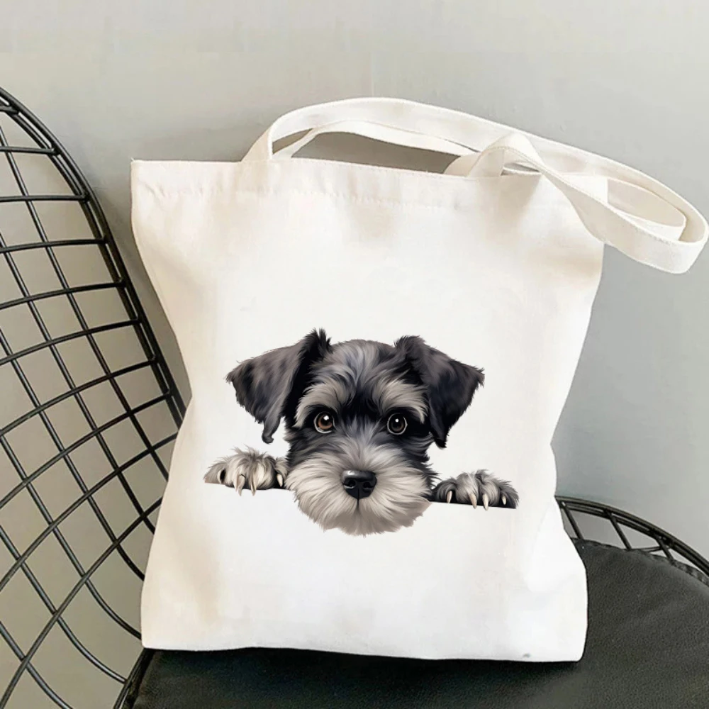 

Cute Peeking Dog Breed Print Canvas Tote, Adorable Dog Reusable Shoulder Bag, Ideal Gift for Dog Enthusiasts, Casual Shopping