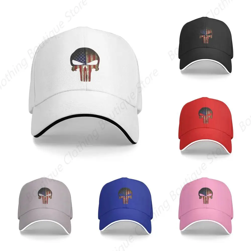 Skull Punisher Baseball Cap Adult United States Flag Adjustable Dad Hat Men Women Sports