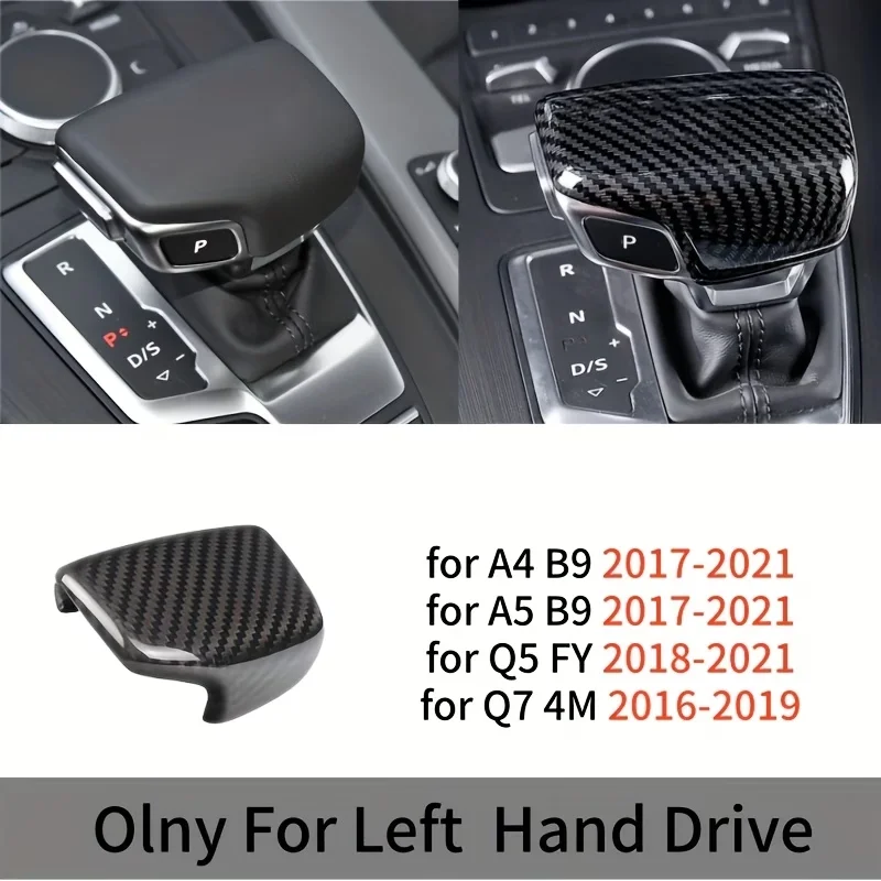 Image of Auto-Konsolen-Schaltknauf-Abdeckung mit Carbonfaser-Textur-Dekor für Audi A4 B9 A5 Q5 FY Q7 4M Autozubehör