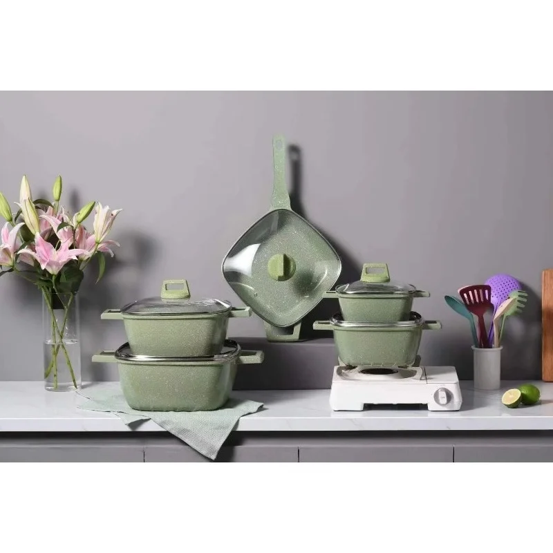 New non-stick aluminum soup pan with frying pan