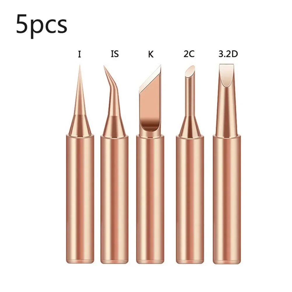 5PCS Copper Iron Tips Sets IS+I+2C+3.2D+K Soldering Iron Tip Welding Tip Head Tools Inside Hot Bare Electric Soldering Iron Tip