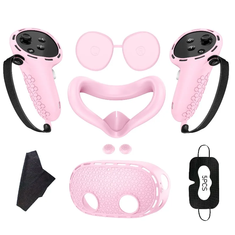 Silicone Protective Kit Fit for Meta Quest 3S, Includes Host Cover, Controller Grips and Face Cushion VR Accessories