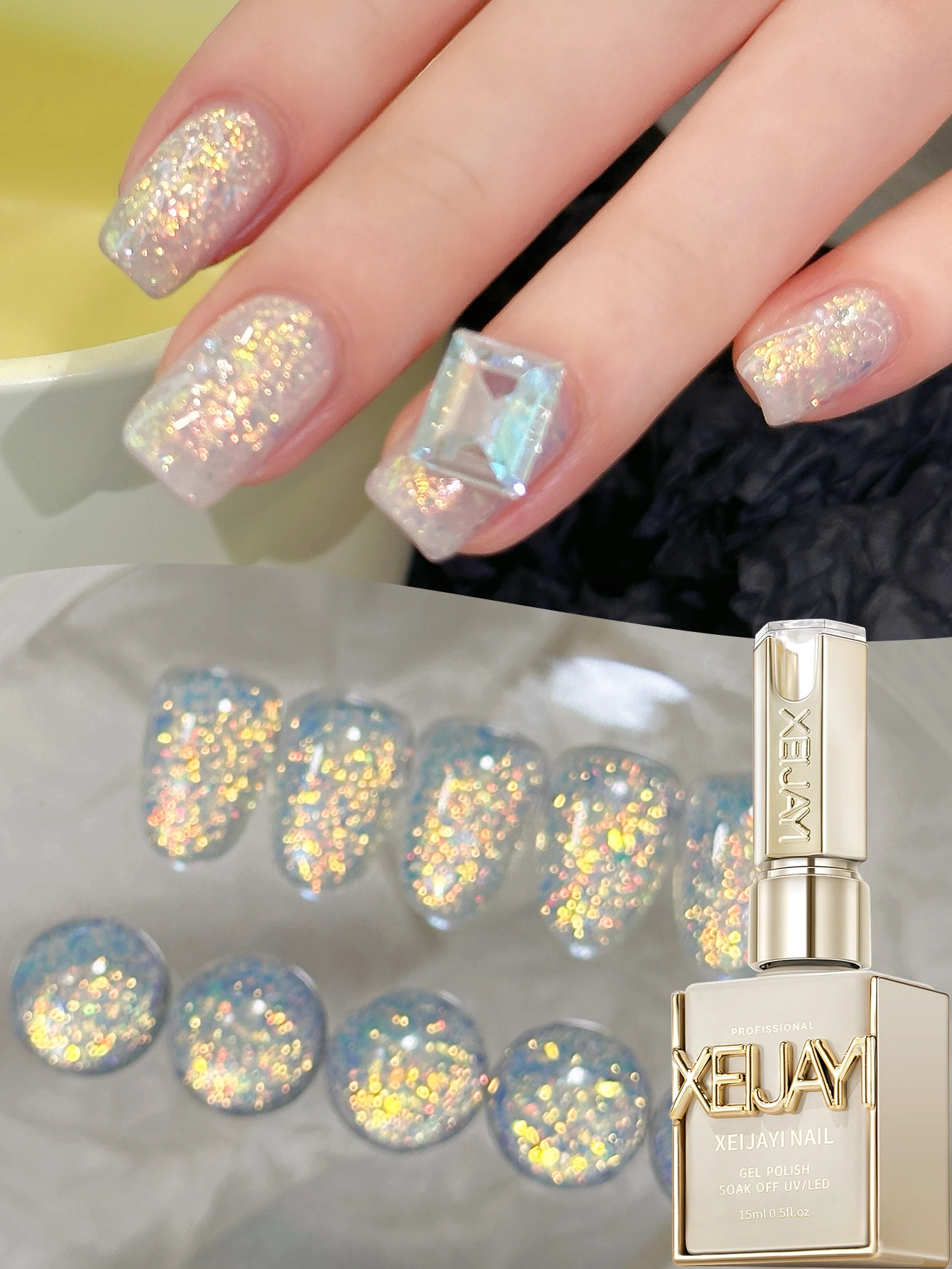 XEIJAYI 1個 15ML グリッターカラージェルネイルポリッシュ セミ