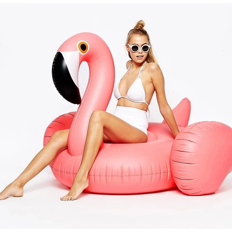 60 Inches Giant Summer Toys Inflatable Rose Gold Flamingo Swan Ride-on Swimming Pool Games Water Mattress Floats For Adult Pool