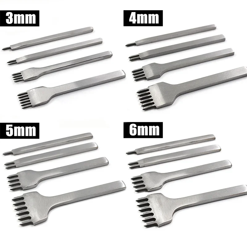3/4/5MM Spacing Punch Tool For Leather Hole Punches Tool Lacing Stitching Sewing DIY Leather Craft Tools 1/2/4/6 Prong Modern