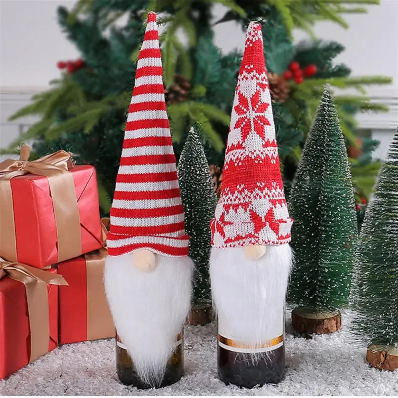 10/30/50pcs Weihnachten Weinflasche Set austauschbare exquisite Details stilvolle Weihnachten Tisch dekoration gestrickte Weinflasche Abdeckung