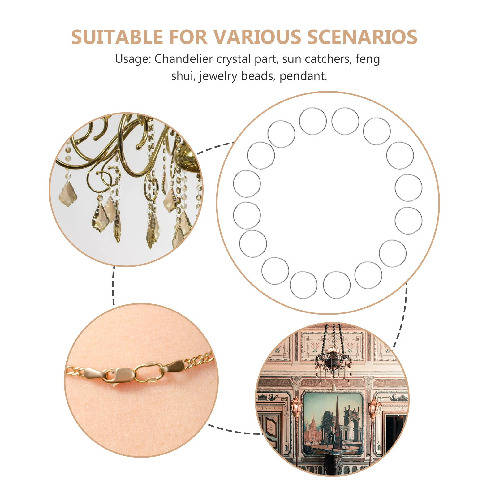 

100Pcs Stainless Steel Chandelier Pendant Connection Rings Crystal Drop Connecting Ring Octagon Beads Connector DIY Lamp