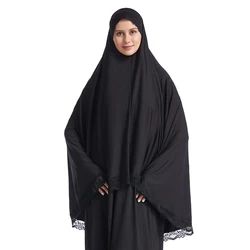 Donne musulmane pizzo colore puro lungo hijab arabo signora sciarpa interna alta Strecth turbante copricapo preghiera indumento fascia