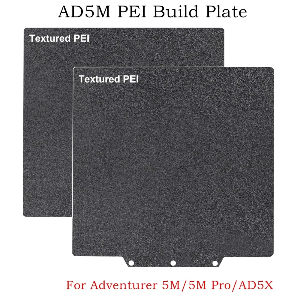 3D Printer AD5M PEI Build Plate Double Side Textured Black PEI Spring Steel Sheet Heat Bed 235x235mm for Adventuer 5M/ AD5M Pro