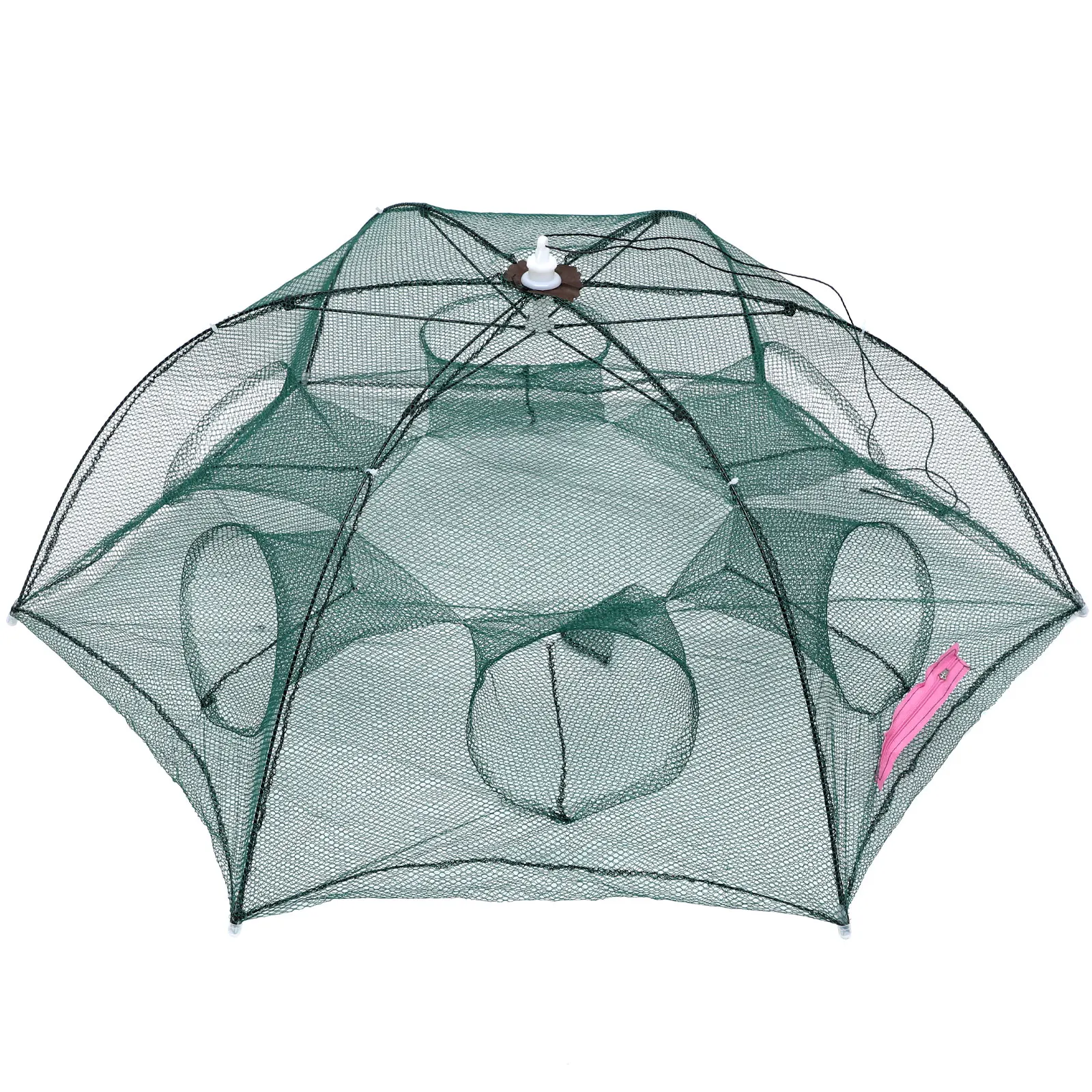 

Foldable Fishing Net Telescoping Crab Crawfish Net Durable Steel Wire Umbrella Shape Six Entrance Easy Storage Carrying Fishing
