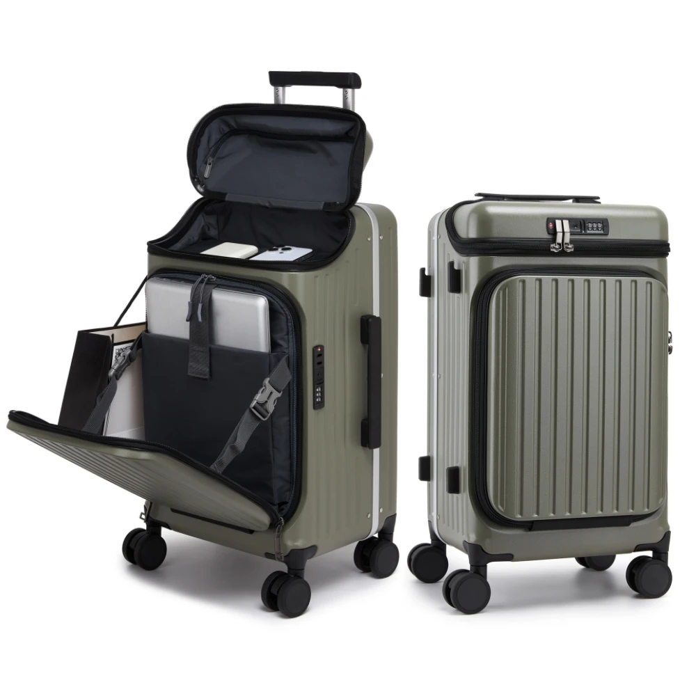 Top&Front Opening Laptop Pocket Suitcase PC Hard Shell Material Rolling Luggage with TSA Lock Carry-On Travel Trolley Bag 20inch