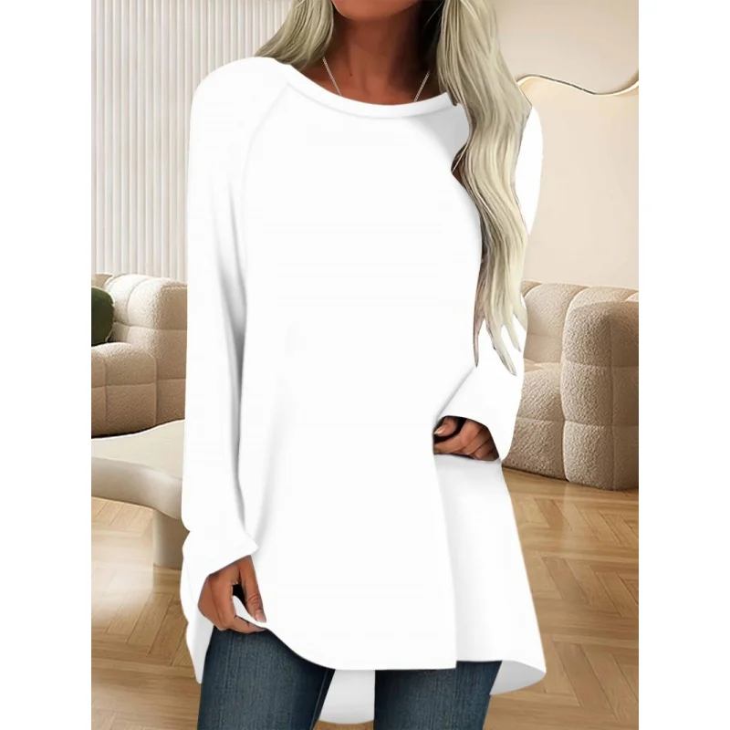 

European and American Cross-Border Trade Women's Fashion New Autumn Casual Round Neck Raglan Long Sleeve