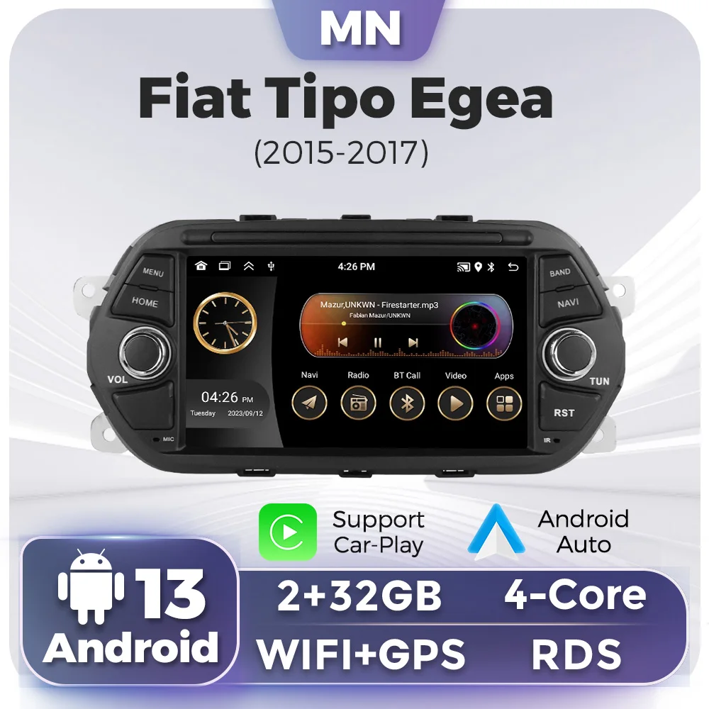 Autoradio Multimedia-Player für Fiat Tipo Egea 2015-2017 2din GPS Navigation drahtlose Carplay Android Auto RDS FM Audio Stereo